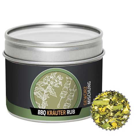 Gewürzmischung BBQ Kräuter Rub, ca. 40g, Metalldose mit Sichtfenster