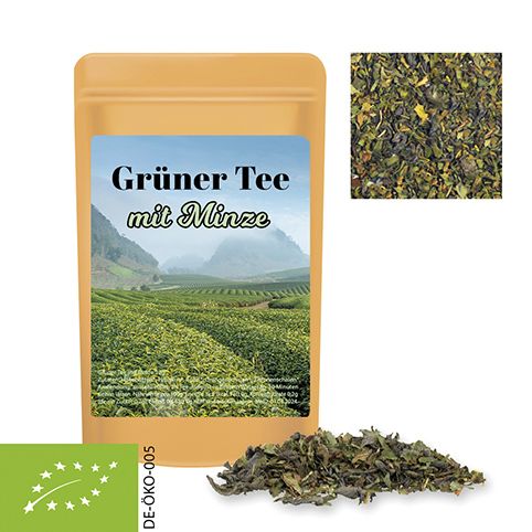 Grüner Tee mit Minze, ca. 12g, Standbeutel Mini