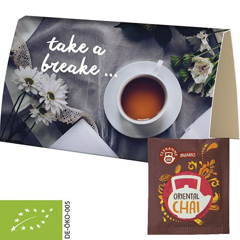 Beuteltee Oriental Chai, ca. 1,8g, Werbekarte gefaltet