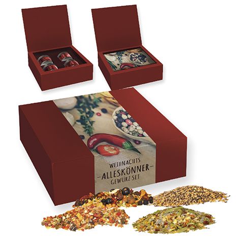 Verschiedene Weihnachts Gewürzmischungen, ca. 190g, Geschenk-Set Premium mit 4 Sichtfensterdosen