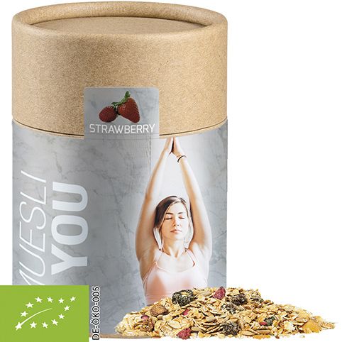 Müsli Erdbeerchen, ca. 60g, Biologisch abbaubare Eco Pappdose Midi