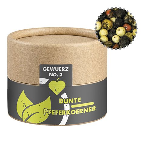 Gewürzmischung bunte Pfefferkörner, ca. 38g, Biologisch abbaubare Eco Pappdose Mini