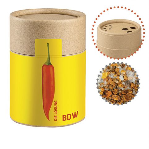 Gewürzmischung Chili-Salz, ca. 55g, Biologisch abbaubarer Eco Pappstreuer