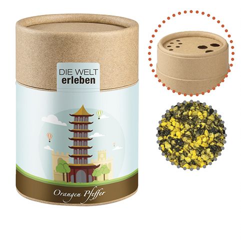 Gewürzmischung Orangen-Pfeffer, ca. 75g, Biologisch abbaubarer Eco Pappstreuer