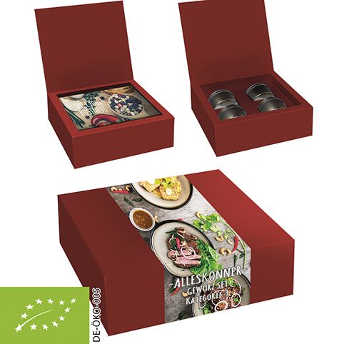 verschiedene Gewürzmischungen (Kategorie 3), ca. 64-440g, Geschenk-Set Premium mit 4 Sichtfensterdosen